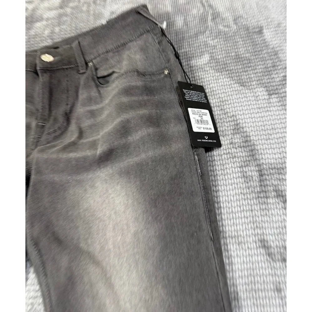 True Religion Rocco Relaxed Skinny Jeans Men 30X32 Grey Charcoal Denim Pants NEW